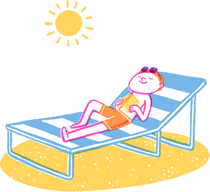 Stylised Risograph Boy Sunbathing